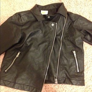 Black leather jacket with zippers